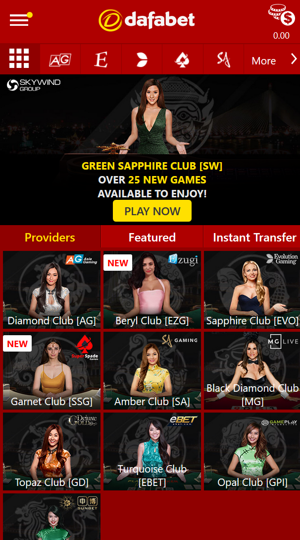 Picture of live dealer section on Dafabet